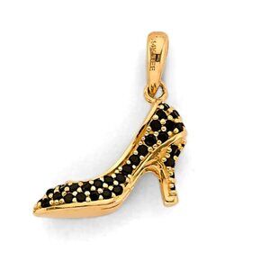 New 14K Yellow gold with black CZ stones Shoe Pendant​
